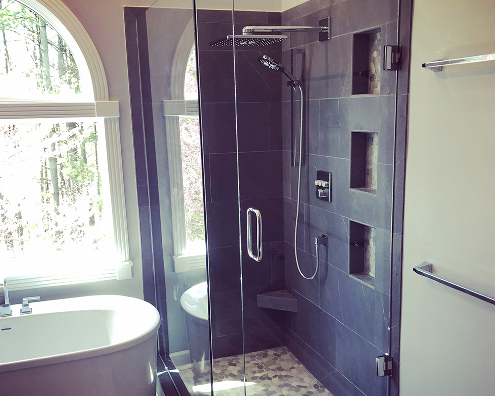 bathroom remodeled with new shower intallation williamstone mi